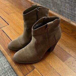 Tan faux suede booties